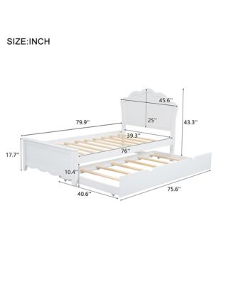 Twin Size Wood Platform Bed with Headboard and Twin Size Trundle