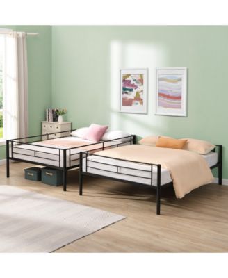 Full Over Full Metal Bunk Bed Black, No Box Spring Needed, Easy Assemble with Safe Stairs