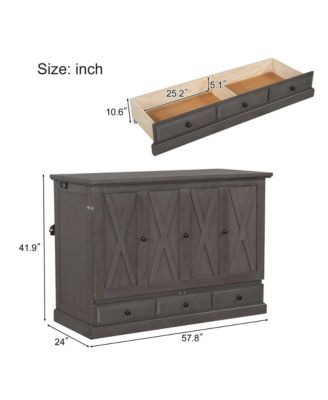 Streamdale Solid Pine Murphy Bed Chest Charging Station, Storage