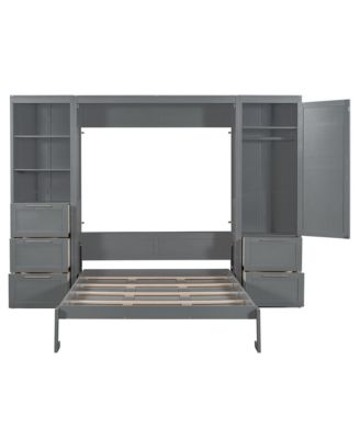  Murphy Bed Wall Bed with Closet, Drawers and Shelves