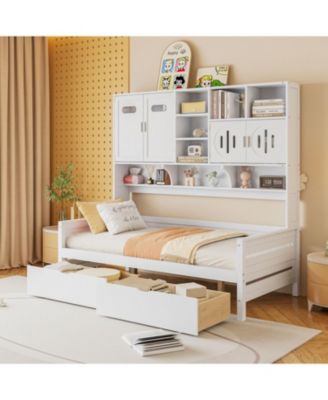 Twin Daybed with Drawers, Cabinet, and Shelf