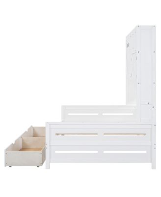 Wooden Daybed with Drawers, Cabinet, and Shelf