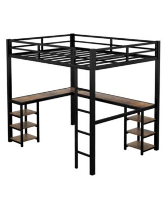 Full XL Loft Bed with Desk & Shelves