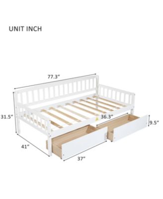 White Twin Daybed with Storage Drawers