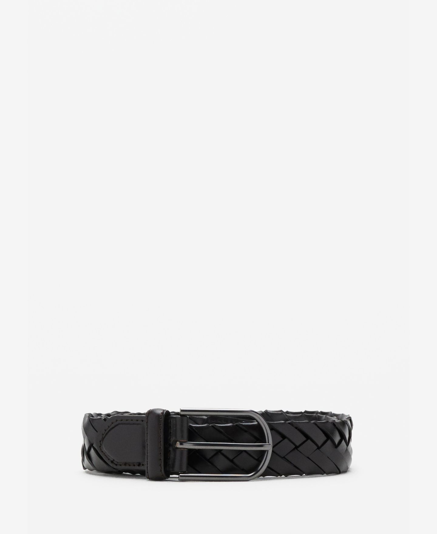 Мужской ремень MANGO Braided Leather Belt, цвет: Тёмный коричневый — фото 1
