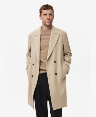 Men's Long Double-Breasted Wool Coat