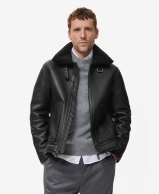 Men's Faux-Leather Fleece Jacket