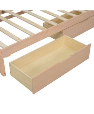 Wooden L-Shaped Daybed with Storage, Bookcase & USB