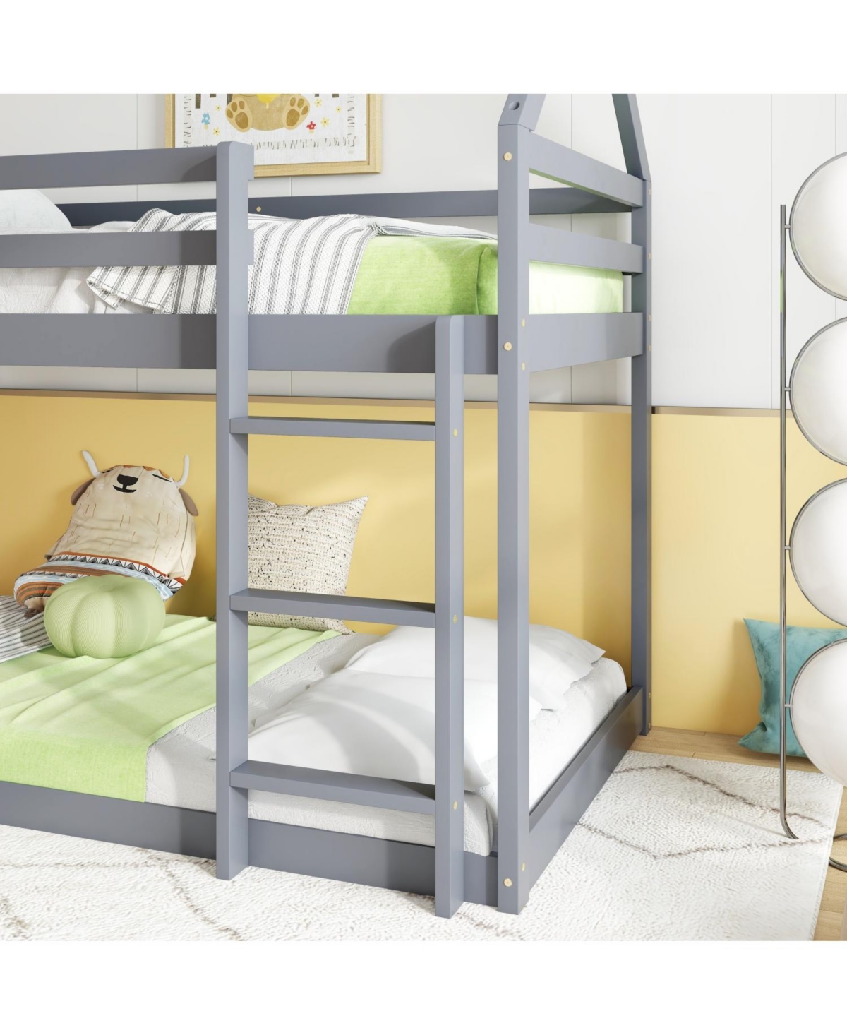 Streamdale Furniture Grey Twin Over Twin House Bunk Bed