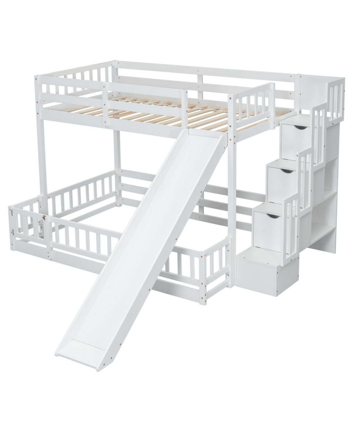 Streamdale Furniture Twin-over-Full Bunk Bed with Slide & Storage