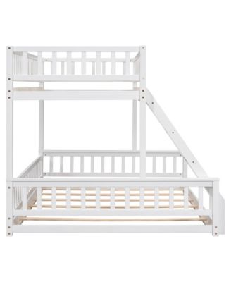 Twin XL over Queen Bunk Bed with Ladder and Guardrails