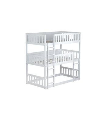 Triple Twin Rubberwood Bunk Bed, Ladders