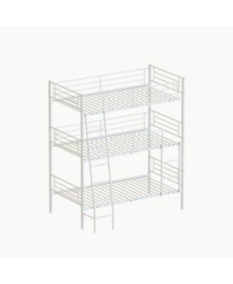 Bedroom dormitory twin size white metal triple bunk bed can be disassembled into three beds
