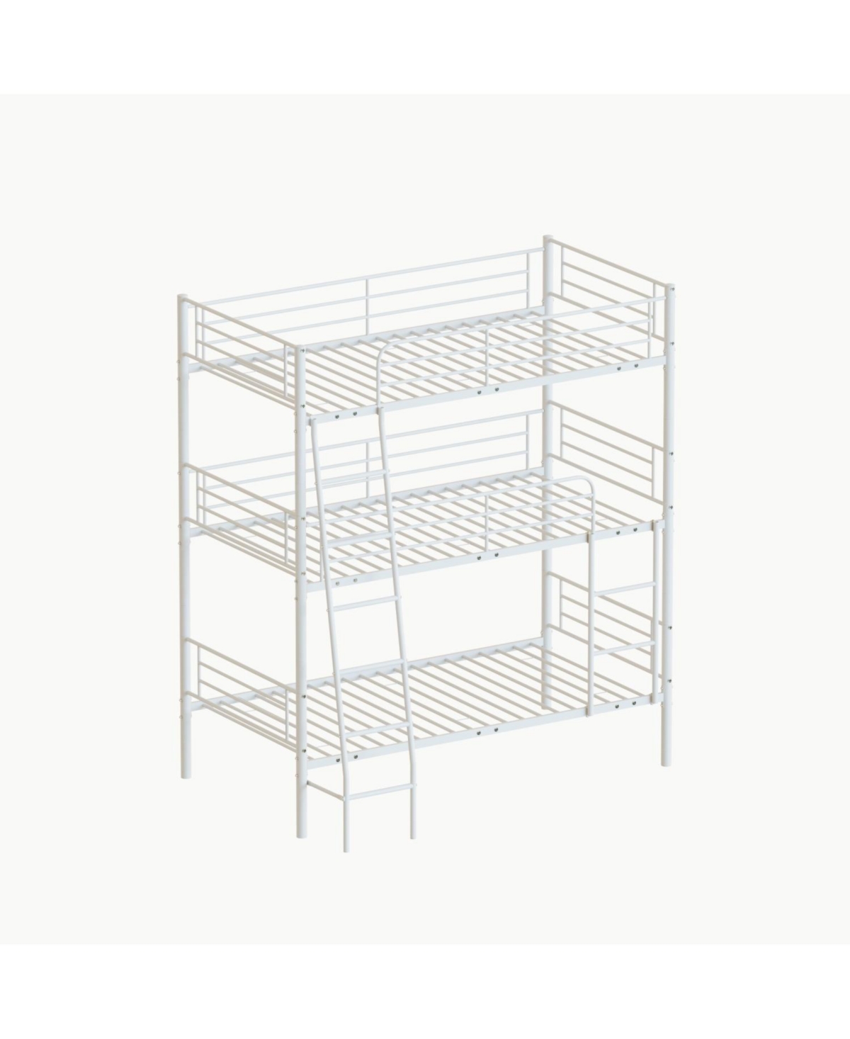 Streamdale Furniture Bedroom dormitory twin size white metal triple bunk bed can be disassembled into three beds