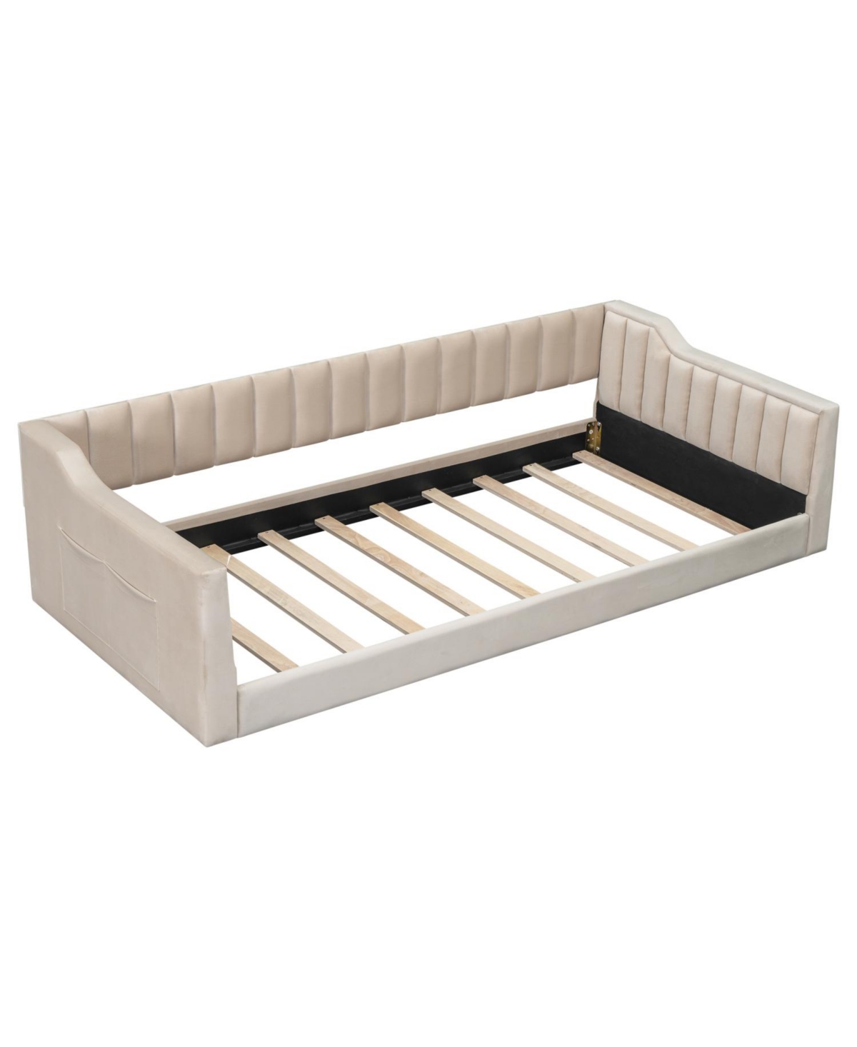 Streamdale Furniture Twin Xl Size Upholstery Daybed and Side Storage pocket,Beige