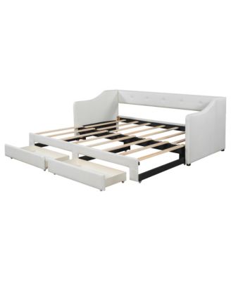 Twin XL to King Size Upholstered Daybed with Two Drawers