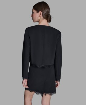 Women's Padded Shoulder Open Front Jacket