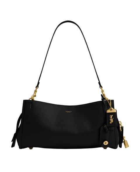 Женская сумка Coach Rogue Medium Leather Shoulder Bag 34, цвет: Латунный / Чёрный