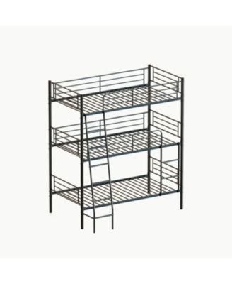 Bedroom dormitory twin size black metal triple bunk bed can be disassembled into three beds