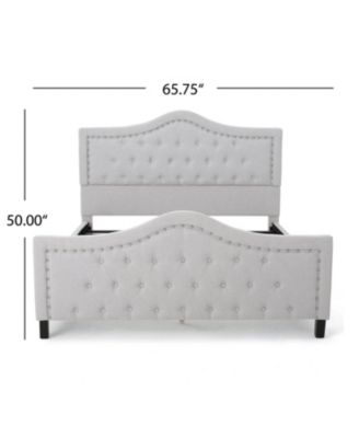  Queen Platform Bed Frame with Arched Nailhead Headboard, No Box Spring Needed