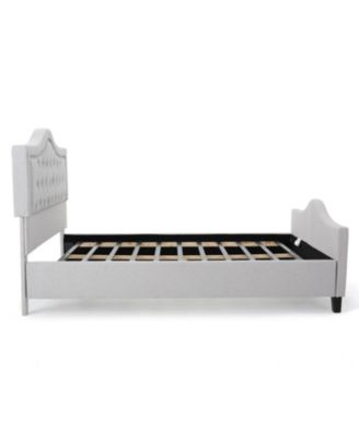  Queen Platform Bed Frame with Arched Nailhead Headboard, No Box Spring Needed