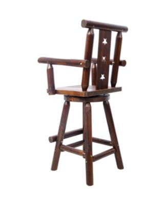  Rustic Wood Bar Stool with Star Backrest