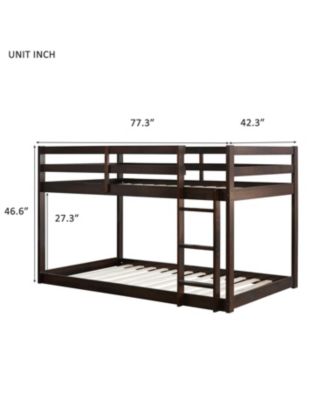 Streamdale Solid Wood Twin over Twin Loft Bed with Ladder and Reinforced Slats