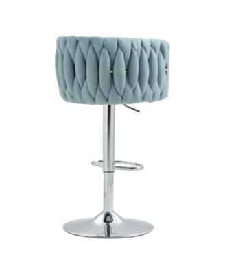 360 Woven Back Bar Stools, Set of 2, Adjustable Height, Silver Chrome