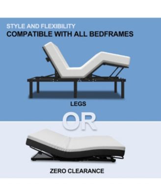 Zero-Clearance Adjustable Bed Base Frame Head and Foot Incline Quiet Motor Queen Size Zero Gravity, Dual USB A+C Ports