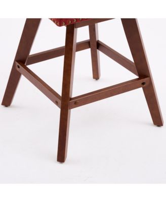 Counter Height Swivel Barstools, 26" H Seat Height Upholstered Bar Stools Set of 2, Fabric in Wine Red