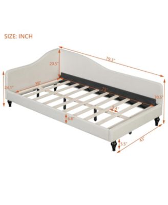 Twin Size L-Shaped Linen Daybed, with Solid Wood Legs.
