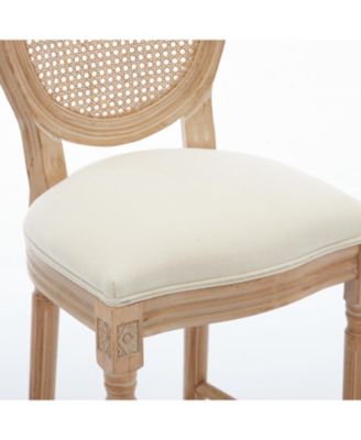 French Country Bar Stools with Upholstered Seats (Set of 2)