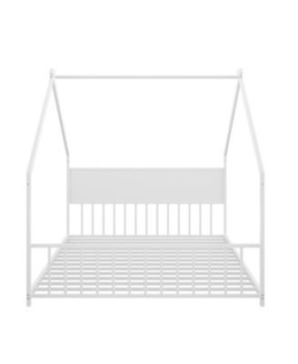  Kids House Bed with Roof and Lights, Metal Frame