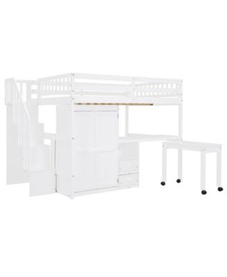  Loft Bed with Stairs, Storage & Desk - Space-Saving Kids & Teen Furniture