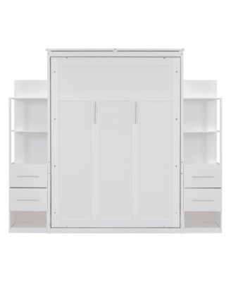 Murphy Bed Wall Bed With Shelves, Drawers LED