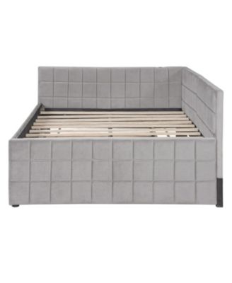 Upholstered L-Shaped Daybed with Twin Trundle & USB