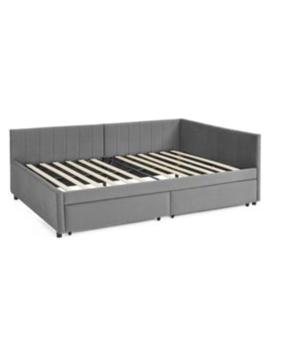 Tufted Upholstered Bed Frame with Drawers Velvet