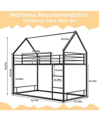  Metal Twin Bunk Bed - Heavy Duty, Noise Reduced, Black