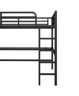  Metal Queen Loft Bed w/ Outlet & LED Light