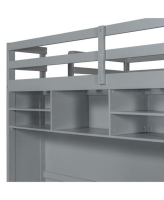 Full size Loft Bed with Drawers, Shelves and Light