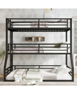 Triple Bunk Bed, Twin/Twin/Full XL, Metal, Black