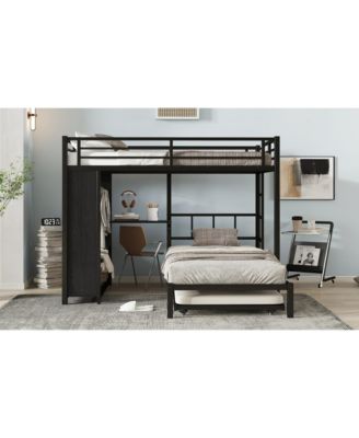 Full/Twin Bunk Bed- Wardrobe, Trundle, Desk, Ladders