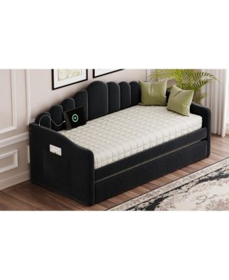 Streamdale Twin Velvet Daybed with Trundle & USB