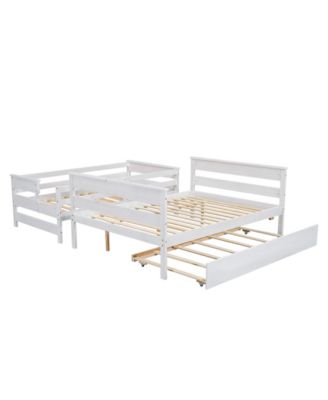 Wood Twin over Full Bunk Bed with Twin Size Trundle