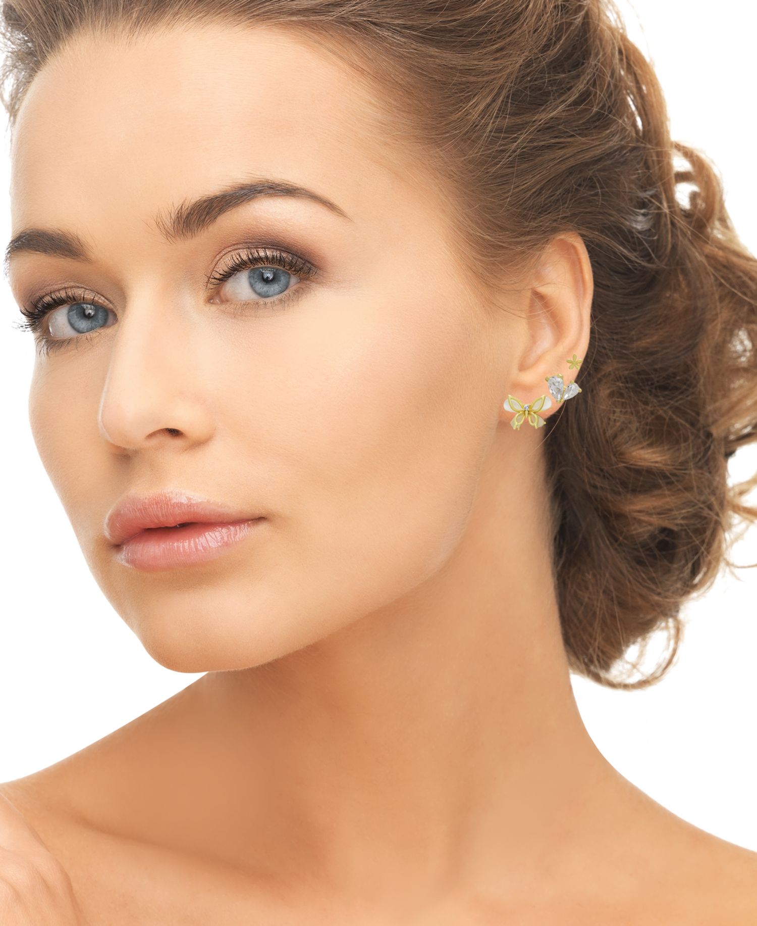 3-Pc. Cubic Zirconia (0.44 ct. t.w.) Flower, Heart and Butterfly Stud Earrings Set
