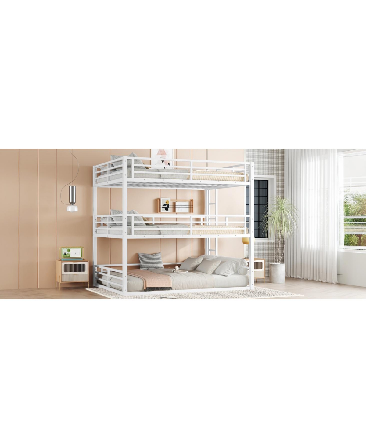 Streamdale Furniture Queen Triple Bunk Bed, Metal