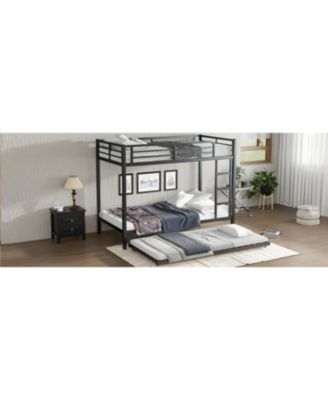 Twin XL over Twin XL Metal Bunk Bed with Twin Size Trundle