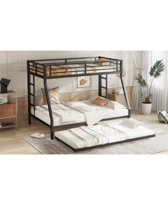 Twin over Full Metal Bunk Bed with Twin Size Trundle