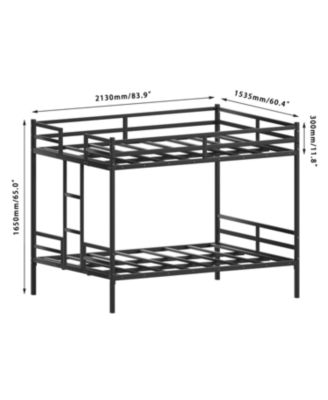Queen Bunk Bed, Metal Bed Frame with Full-Length Guardrail and Ladder, Black