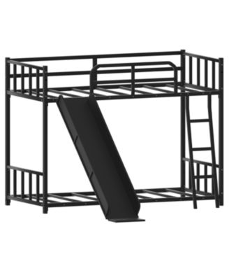 Streamdale Bunk Bed with Ladder and Slide, metal Bed Frame with Safety Guard Rails